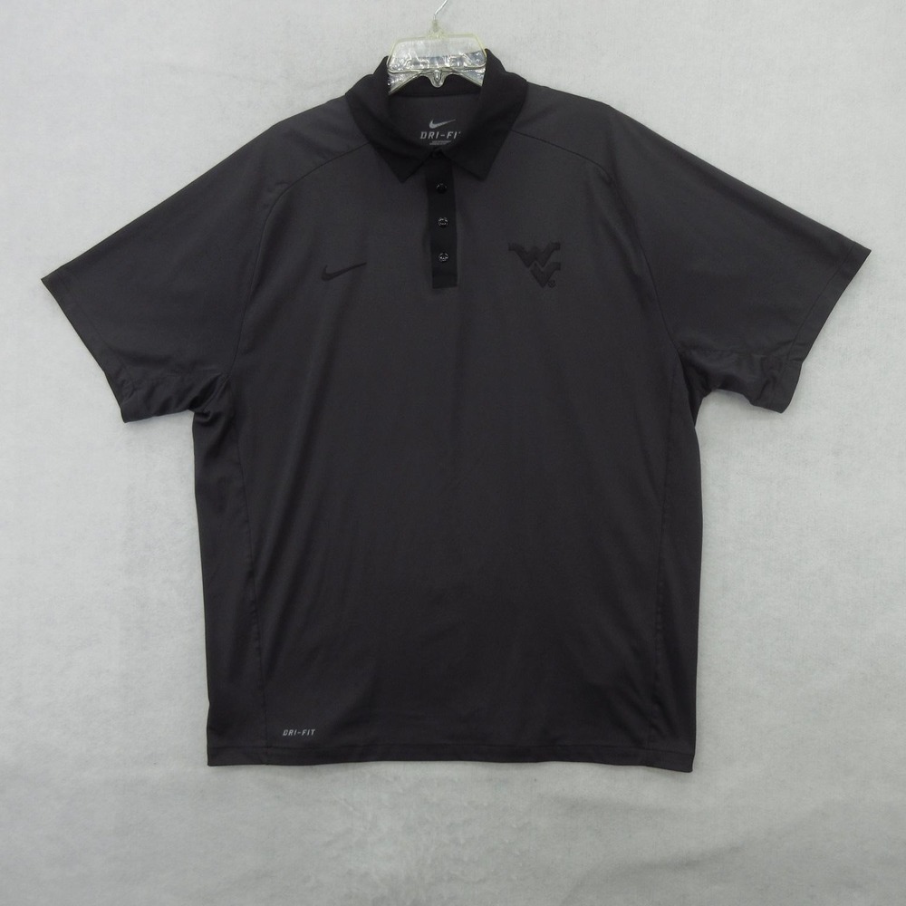 West Virginia Mountaineers Polo Shirt Mens Large Gray NCAA Football Nike Dri Fit
